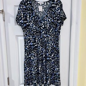 Ladies Size 14 Lark & Ro Black and Blue Spotted Mini Dress GUC